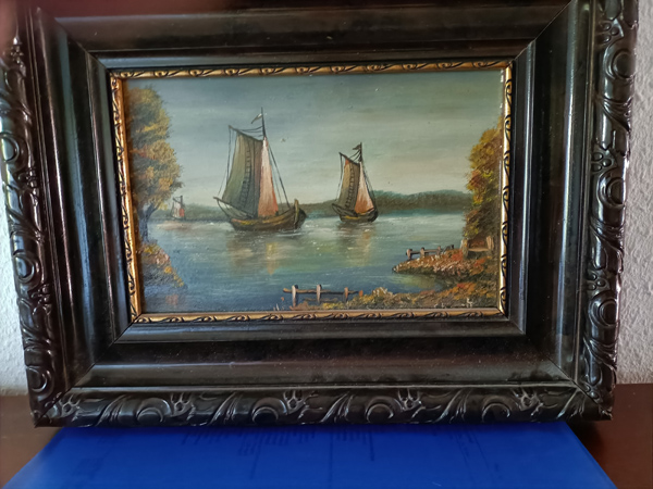Maritimes Gemälde mit Antik Rahmen 28 cm