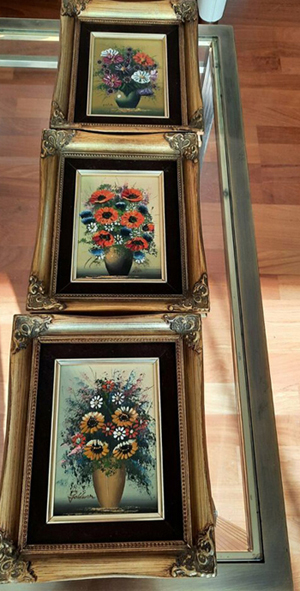 3 wunderschöne Ölbilder mit Signatur + Blumenmotive