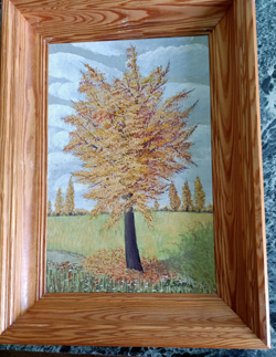 Grosse Ölbild auf Leinwand  Herbst Rahmenmaße 37 cm Breite, Höhe 50 cm, Bildmaße 28  cm Breite