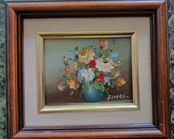Sehr schönes Ölbild, Blumenstrauß 20 cm x 18 cm