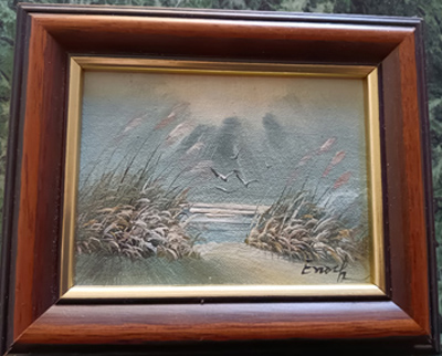 Ölbild sinnliche  Landschaft 16 x 12 cm hoch - mit signatur