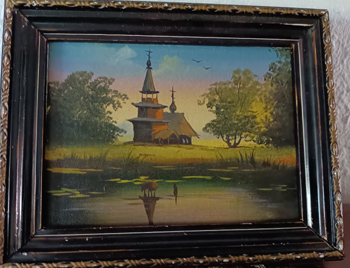 Kl. Ölbild Kirche russisch, 15 x 12 cm*