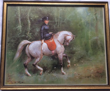 Wunderbarer Kunstdruck Pferd 32 x 26 cm -  Reiter