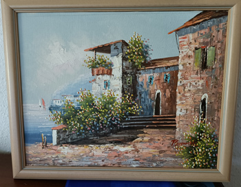Ölbild aus dem Urlaub Adria 33 cm x 25 cm Hoch