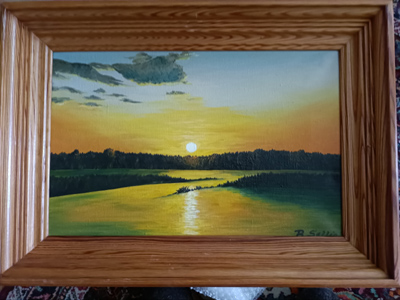 Sommer Ölbild mit Holzrahmen 50 x 35 cm