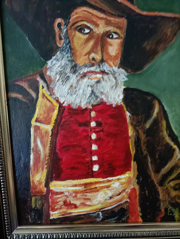Ölbild 23 cm 29 cm Rahmen Mann mit Bart