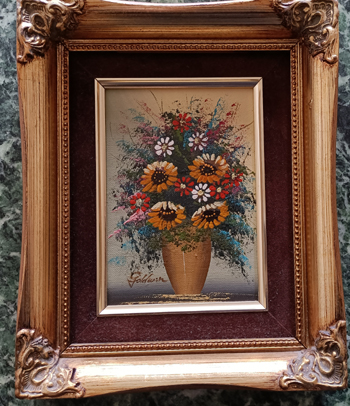 1 wunderschönes Ölbild + Signatur Blumen Bouquet