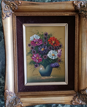 1 wunderschönes Ölbild mit Signatur + Rahmen - Blumen