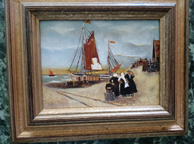 Im Hafen Schiffsempfang der Gemeinde Ölbild 26 x 21 cm mit Signatur