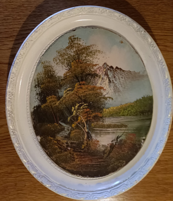 Ovales Ölbild 32 cm x 27 cm Breite schöner weisser