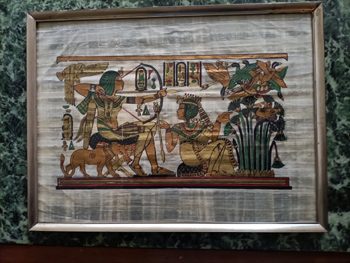 Bild  40 x 30 cm hoch Papyrus Druck auf Papyrus Blatt  unter Glas