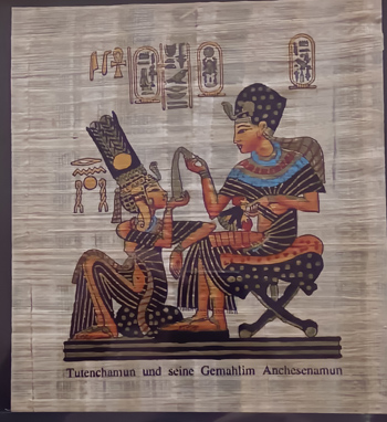 Bild 26 x 32 cm hoch Papyrus Druck  Tutenchamun