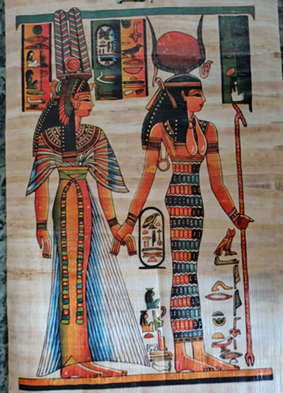 Ägyptische Papyrus Bild, 20 cm 30 cm hoch, farbenfrohe Bilder