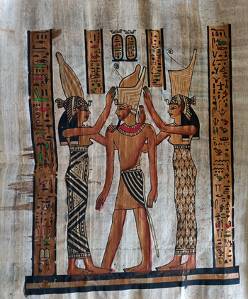Sehr grosses Papyrus Bild auf Papyruspapier 42 x30 cm,Ägyptische
