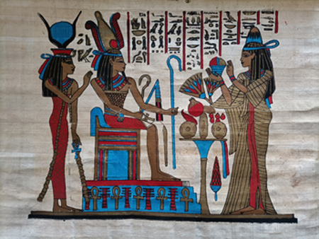 Sehr grosses Papyrus Bild auf Papyruspapier 42 x30 cm,